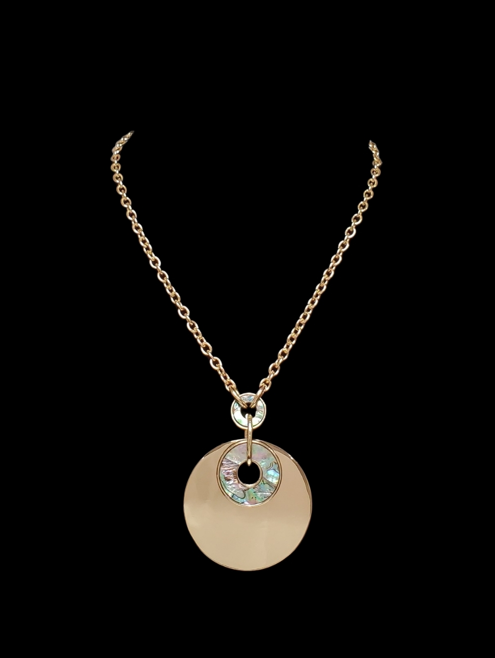 Estate Erica Lyons Gold-Tone Abalone Disc Statement Necklace - 18" + Extender